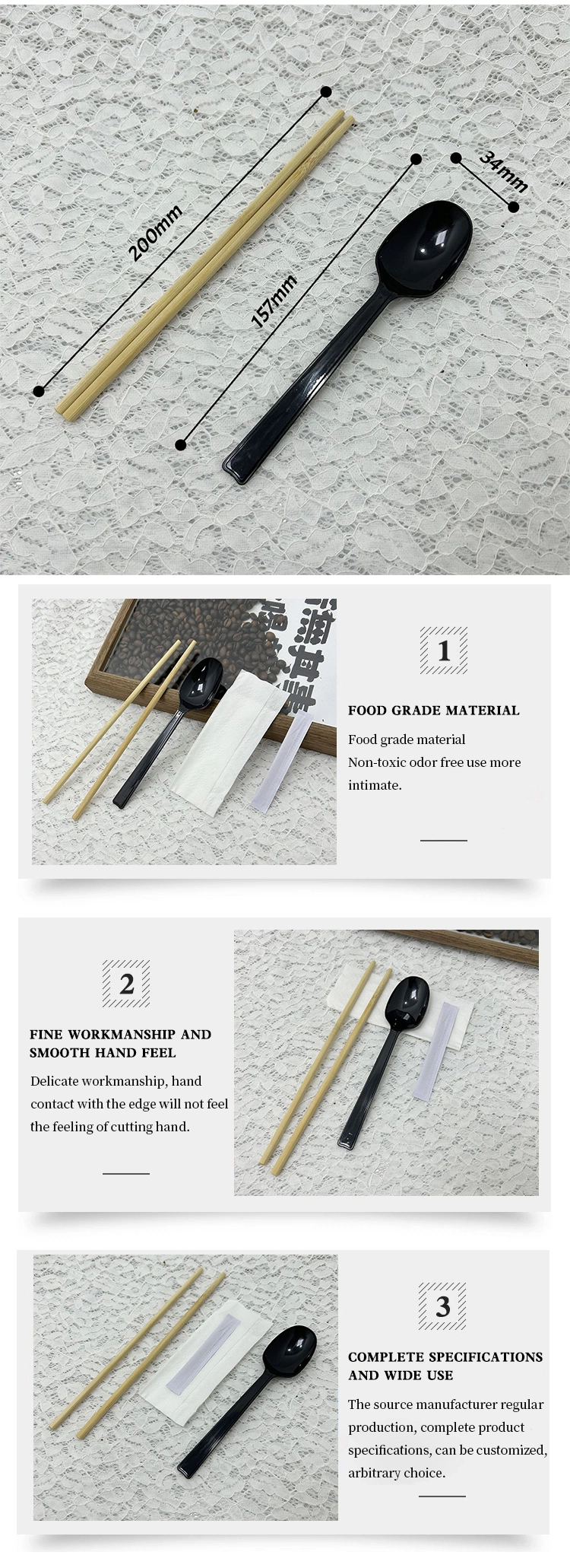 Disposable Plastic Film Chopsticks Set Spoon Tissue Paper Toothpicks Wholesale Custom
