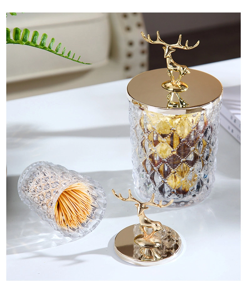 Light Luxury Jars Household Toothpick Cotton Swab Snack Glass Canister Decorative Storage Box