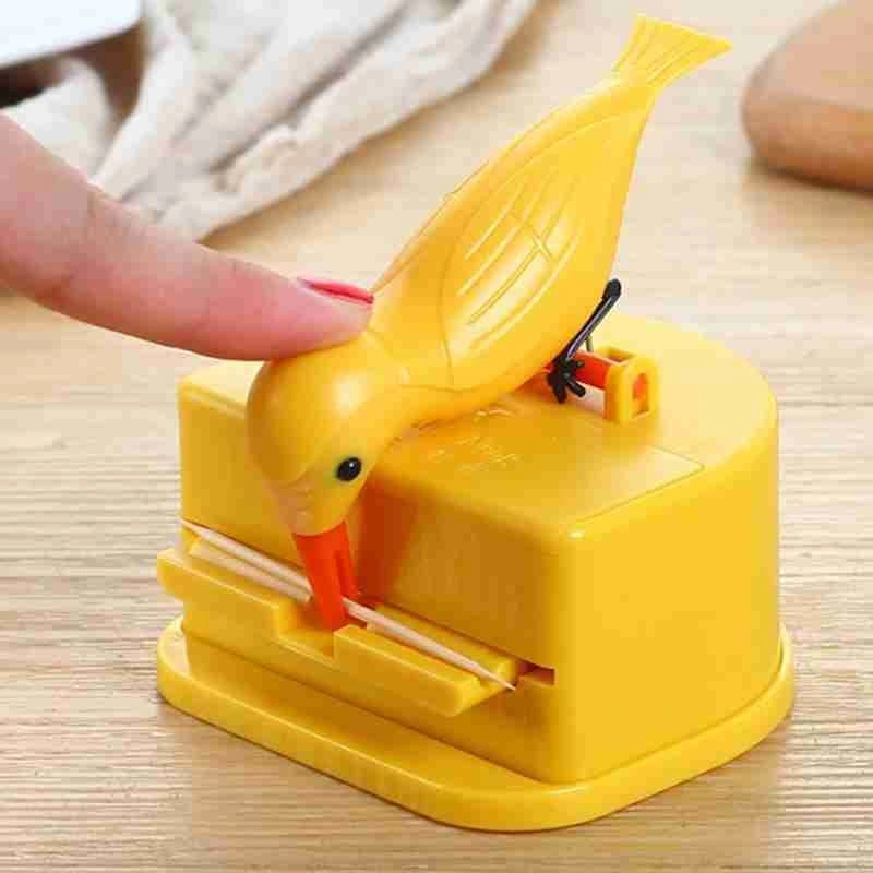 Small Bird Toothpick Container Automatic Dispenser Toothpick Holder Storage Box Bamboo Toothpicks