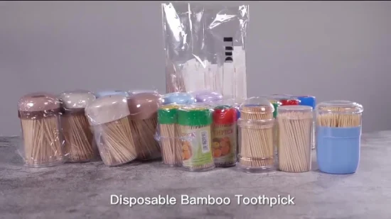 Palillo de dientes de bambú de buena calidad personalizado desechable en tubo de plástico