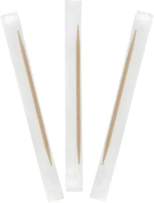 Embalaje envuelto individual de palillos de dientes de madera desechables directos de fábrica