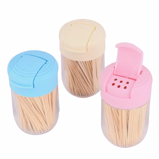 Palillo de dientes de bambú de buena calidad personalizado desechable en tubo de plástico